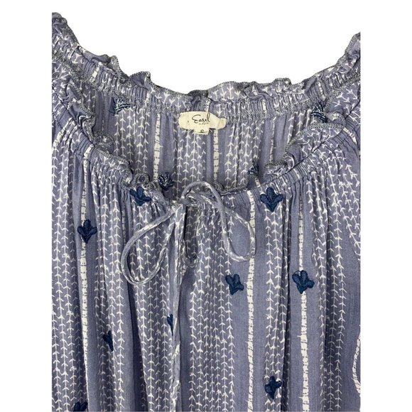 Easel Erin Blue Boho Dress Off The Shoulder Peasant Embroidered SZ Small - Picture 3 of 8